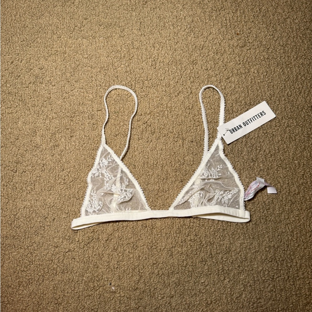 Urban Outfitters Cream Sheer Lace Bralette